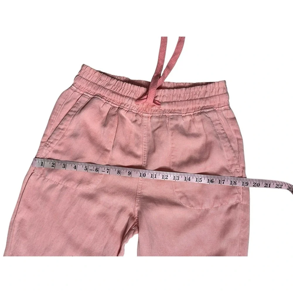 Zara‎ Linen Blend Joggers Womens Drawstring Size Small Pink Fringe